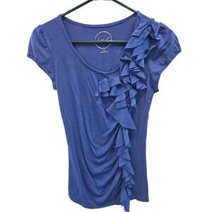 Inc International Concepts Inc Blue Ruffle Top Size M